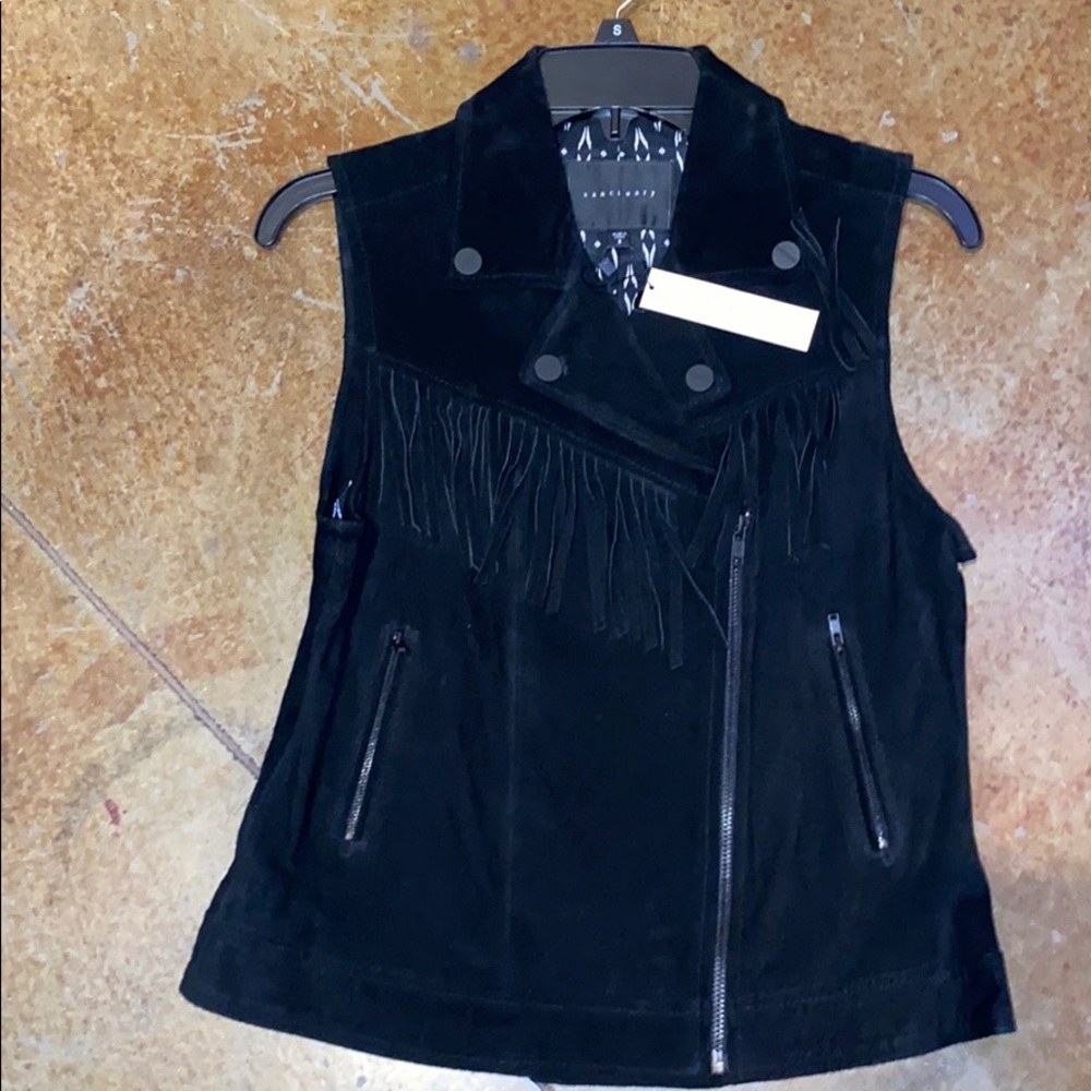 Black leather vest